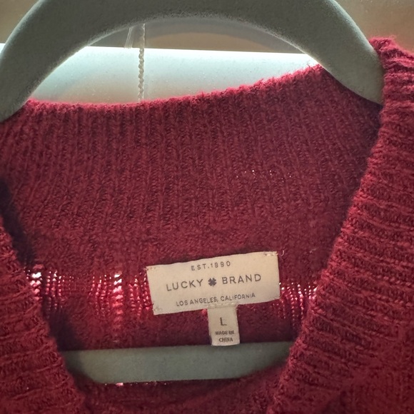 Dark red cable knit sweater. - Picture 3 of 3